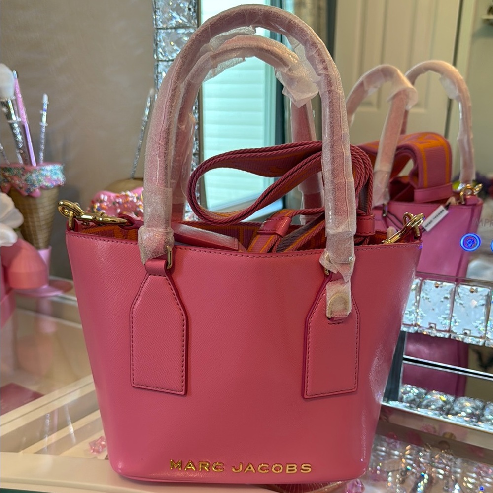 Marc Jacobs Pink Leather Tote with Gold Hardware